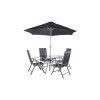 Rio Black Mesh 4 Seater Recliner Set with Parasol