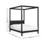 Roxanne Black Solid Pine Double 4-Poster Canopy Bed (H200.5 x W148.5 x D201.5cm)