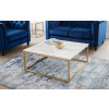 Scala Gold Finish Base with a White Marble Finish Top Coffee Table (D90 x W90 x H45cm)
