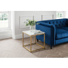 Scala Gold Finish Base with a White Marble Finish Top Lamp Table (D50 x W50 x H50cm)