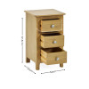 Somerset Oak Compact 3 Drawer Bedside Table (H57.5 x W34 x D35cm)