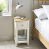 Somerset White and Oak Compact 1 Drawer Bedside Table with Shelf (H57.5 x W34 x D35cm)