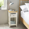 Somerset White and Oak Compact 1 Drawer Bedside Table with Shelf (H57.5 x W34 x D35cm)