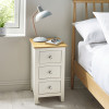 Somerset White and Oak Compact 3 Drawer Bedside Table (H57.5 x W34 x D35cm)