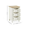 Somerset White and Oak Compact 3 Drawer Bedside Table (H57.5 x W34 x D35cm)