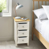 Somerset White and Oak Compact 3 Drawer Bedside Table (H57.5 x W34 x D35cm)