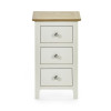 Somerset White and Oak Compact 3 Drawer Bedside Table (H57.5 x W34 x D35cm)