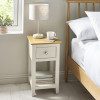Somerset Truffle Grey and Oak Compact 1 Drawer Bedside Table with Shelf (H57.5 x W34 x D35cm)