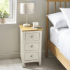 Somerset Truffle Grey and Oak Compact 3 Drawer Bedside Table (H57.5 x W34 x D35cm)