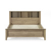 Sydney Oak Rattan Effect Double Bookcase Bed (H92 x W171 x D225cm)
