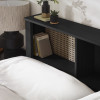 Sydney Black Ash Rattan Effect Kingsize Bookcase Bed (H92 x W171 x D225cm)