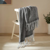 Furn Cozy Woven Tasselled Throw 140 x 180cm - Charcoal