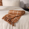 Yard Beni Woven Cotton Tassled Frinted Trim Throw 130 x 180cm - Ginger/Natural