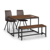 Tribeca Walnut and Black Steel Rectangular Dining Table (D80 x W120 x H75)