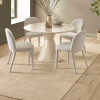 Verona Cream Marble Effect Round Pedestal Dining Table (H76 x W120 x D120cm)