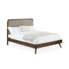 Walden Walnut Effect Kingsize Bed with Grey Chenille Upholstered Headboard (H122 x W160 x D208cm)