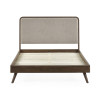Walden Walnut Effect Kingsize Bed with Grey Chenille Upholstered Headboard (H122 x W160 x D208cm)