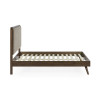 Walden Walnut Effect Kingsize Bed with Grey Chenille Upholstered Headboard (H122 x W160 x D208cm)