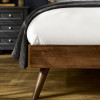 Walden Walnut Effect Kingsize Bed with Grey Chenille Upholstered Headboard (H122 x W160 x D208cm)