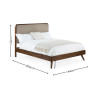 Walden Walnut Effect Kingsize Bed with Grey Chenille Upholstered Headboard (H122 x W160 x D208cm)