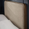 Walden Walnut Effect Double Bed with Grey Chenille Upholstered Headboard (H122 x W144 x D200cm)