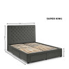 Wilton Dark Grey Linen Deep Button 4 Drawer Bed - Superking (H130 x W195 x D215cm)