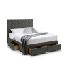 Wilton Dark Grey Linen Deep Button 4 Drawer Bed - Superking (H130 x W195 x D215cm)