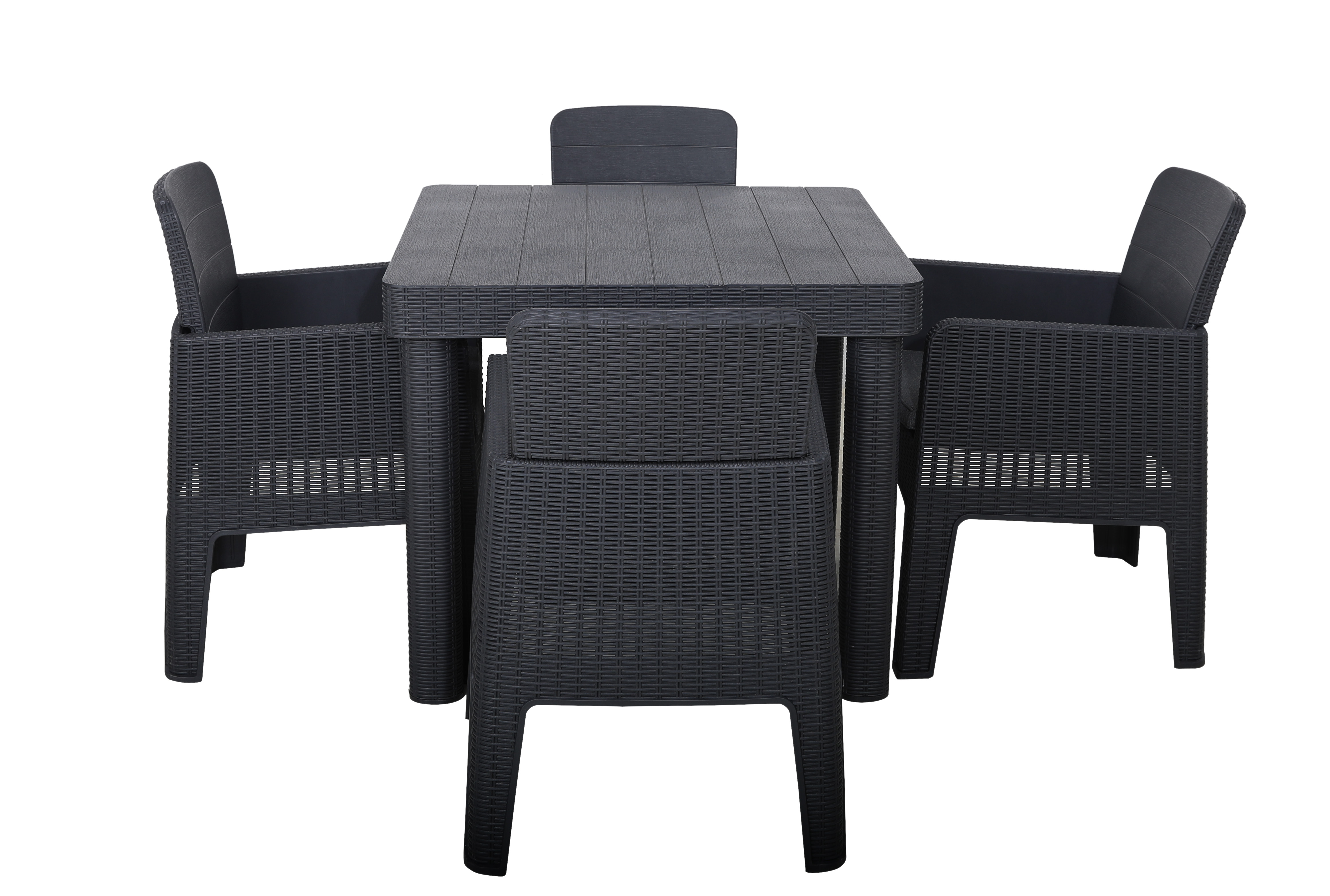 Dale Leisure Faro Black Rattan Effect 4 Seater Square Dining Set