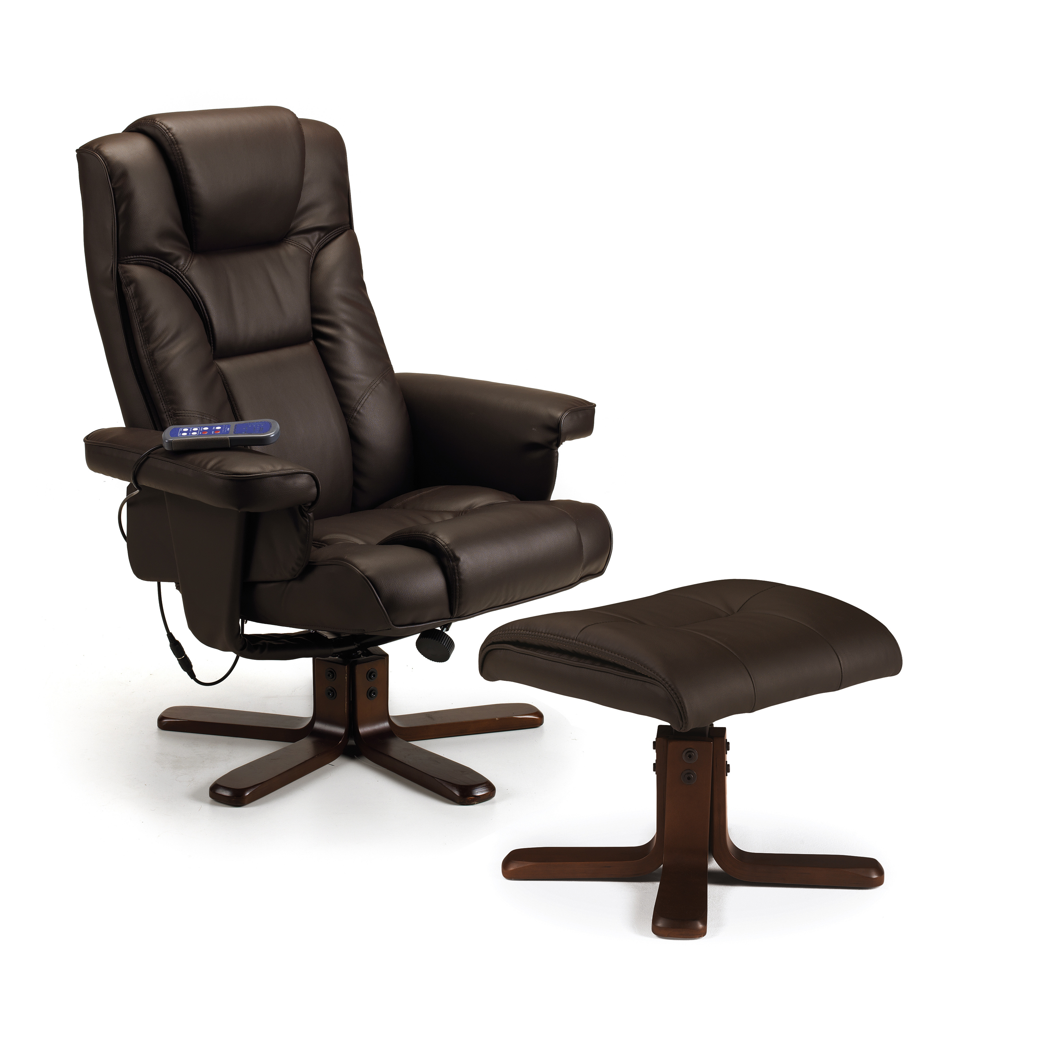 Brown faux deals leather swivel chair