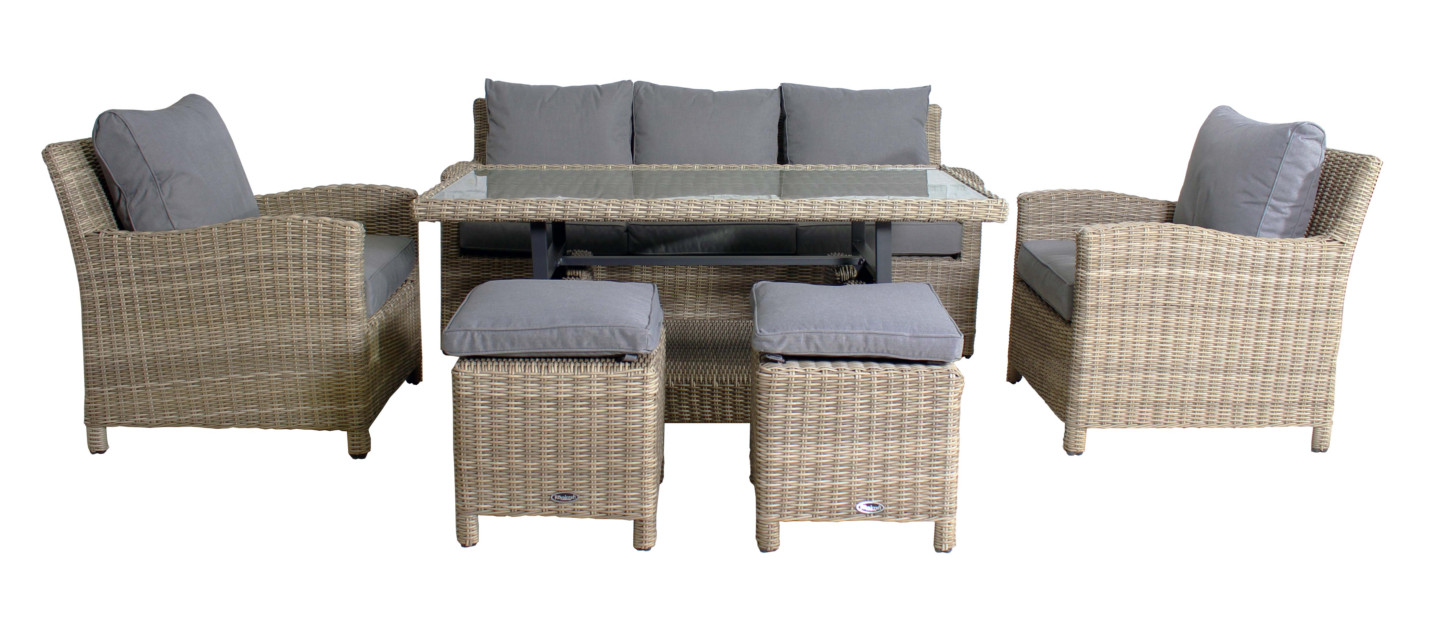 Dale Leisure Wentworth Natural Rattan 7 Seater Sofa Dining Set